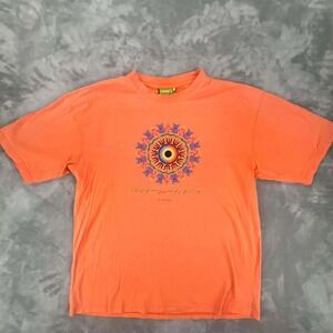 Tantra India On T-Shirt Orange Graphic Print Shiva On Trance Cotton L